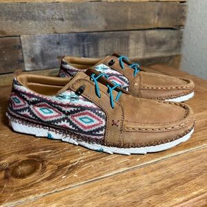 Twisted X Womens Zero X Flats Shoes WZX0006 Ikat Print Leather Brown Size 9M
